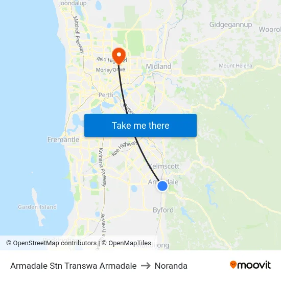 Armadale Stn Transwa Armadale to Noranda map