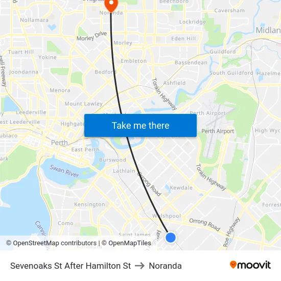 Sevenoaks St After Hamilton St to Noranda map