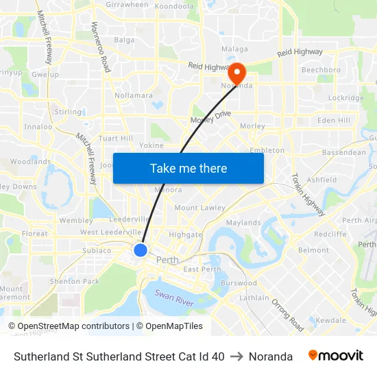 Sutherland St Sutherland Street Cat Id 40 to Noranda map