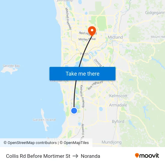 Collis Rd Before Mortimer St to Noranda map