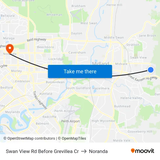 Swan View Rd Before Grevillea Cr to Noranda map