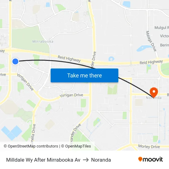 Milldale Wy After Mirrabooka Av to Noranda map