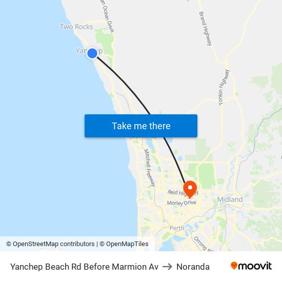 Yanchep Beach Rd Before Marmion Av to Noranda map