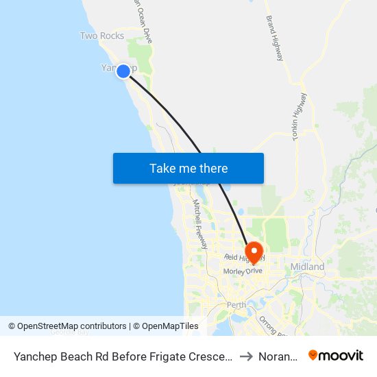 Yanchep Beach Rd Before Frigate Crescent to Noranda map