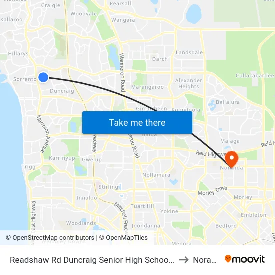 Readshaw Rd Duncraig Senior High School Stand 4 to Noranda map