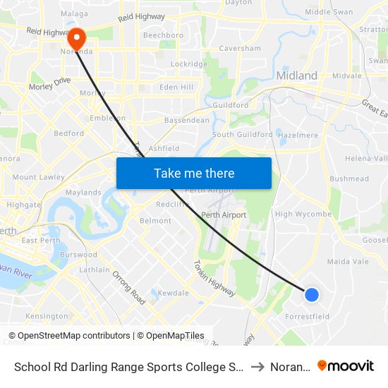 School Rd Darling Range Sports College Stand 3 to Noranda map