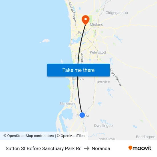 Sutton St Before Sanctuary Park Rd to Noranda map