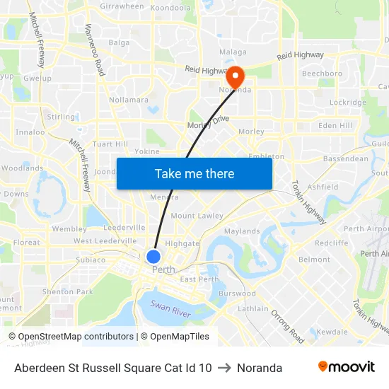 Aberdeen St Russell Square Cat Id 10 to Noranda map