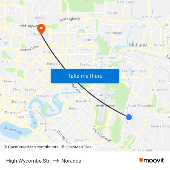High Wycombe Stn to Noranda map