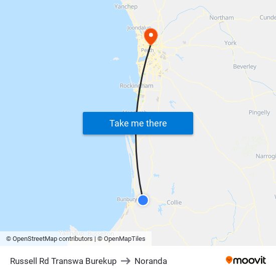 Russell Rd Transwa Burekup to Noranda map