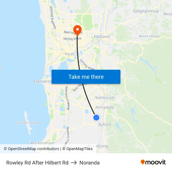 Rowley Rd After Hilbert Rd to Noranda map