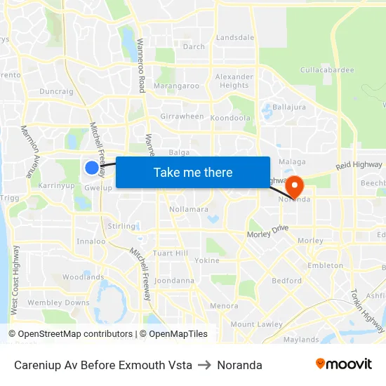 Careniup Av Before  Exmouth Vsta to Noranda map