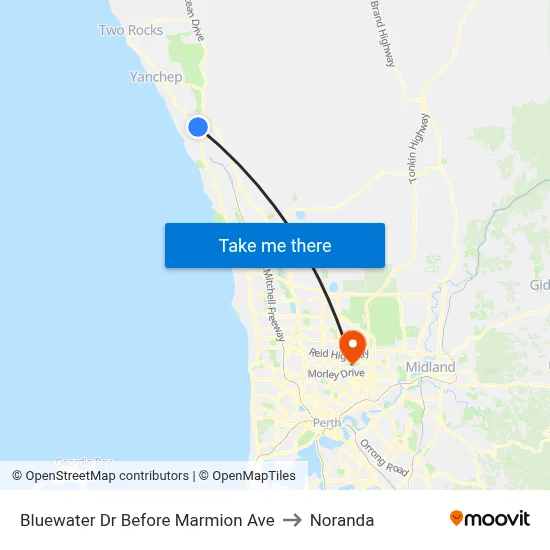 Bluewater Dr Before Marmion Ave to Noranda map