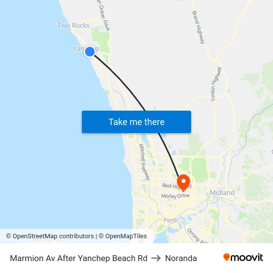 Marmion Av After Yanchep Beach Rd to Noranda map