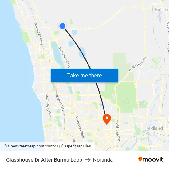 Glasshouse Dr After Burma Loop to Noranda map