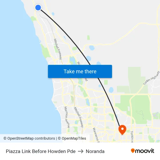 Piazza Link Before Howden Pde to Noranda map