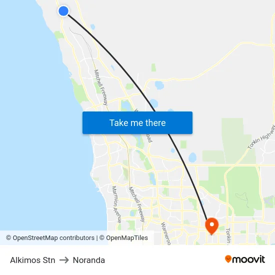 Alkimos Stn to Noranda map