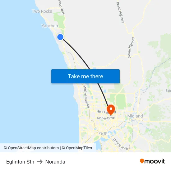 Eglinton Stn to Noranda map