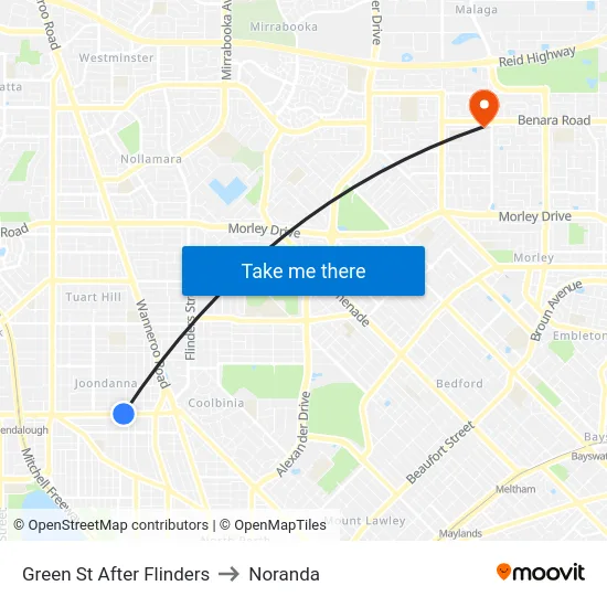 Green St After Flinders to Noranda map