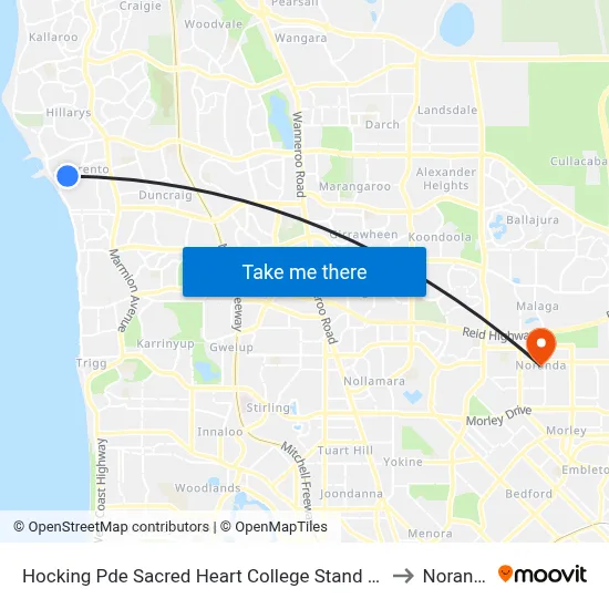 Hocking Pde Sacred Heart College Stand 1 & 2 to Noranda map