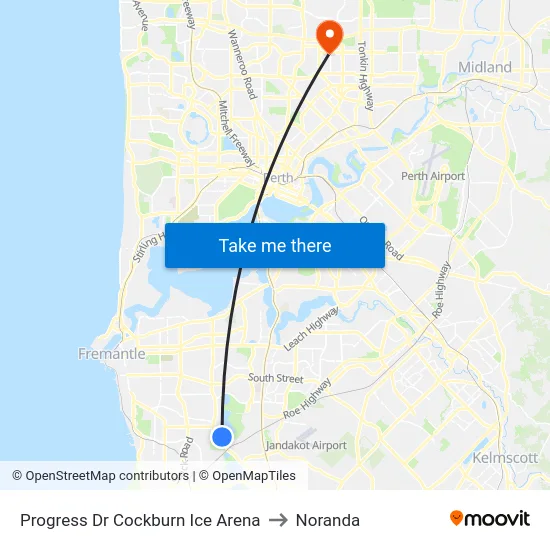 Progress Dr Cockburn Ice Arena to Noranda map