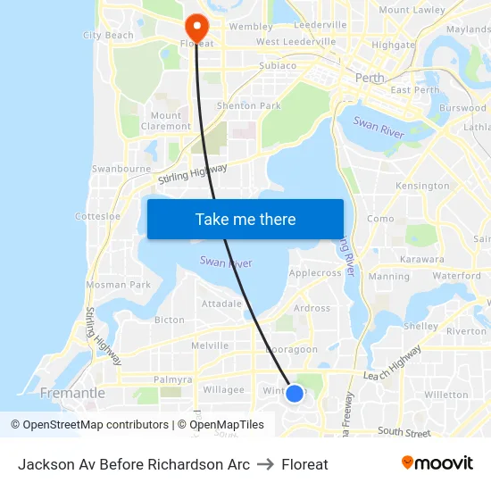 Jackson Av Before Richardson Arc to Floreat map