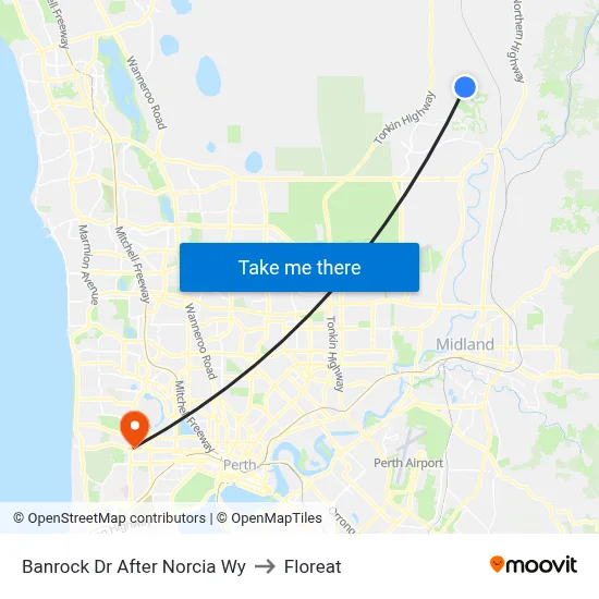 Banrock Dr After Norcia Wy to Floreat map