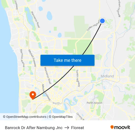 Banrock Dr After Nambung Jnc to Floreat map