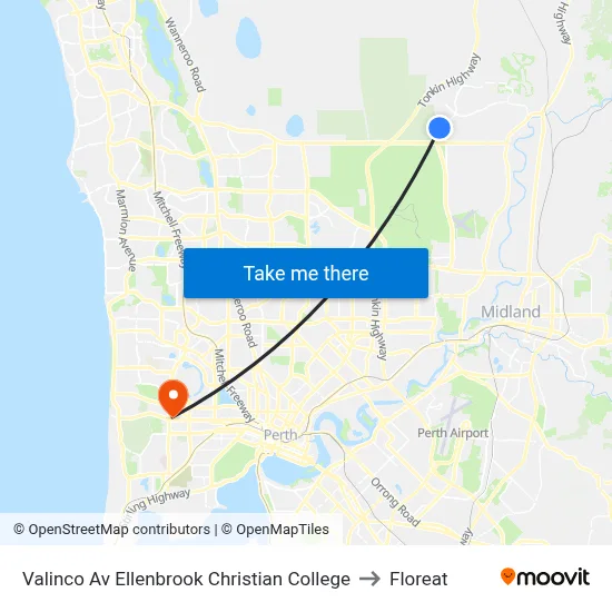 Valinco Av Ellenbrook Christian College to Floreat map