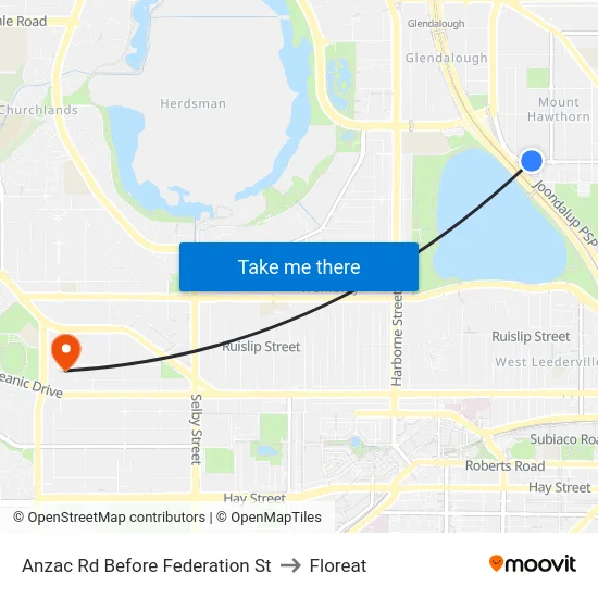 Anzac Rd Before Federation St to Floreat map