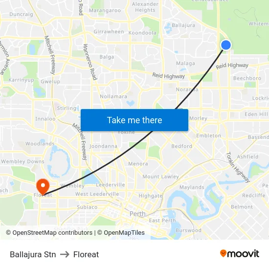Ballajura Stn to Floreat map