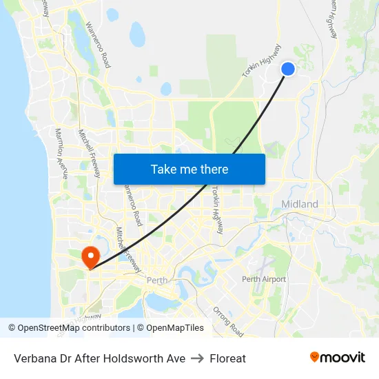 Verbana Dr After Holdsworth Ave to Floreat map