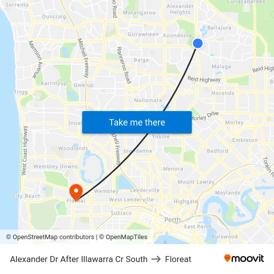 Alexander Dr After Illawarra Cr South to Floreat map