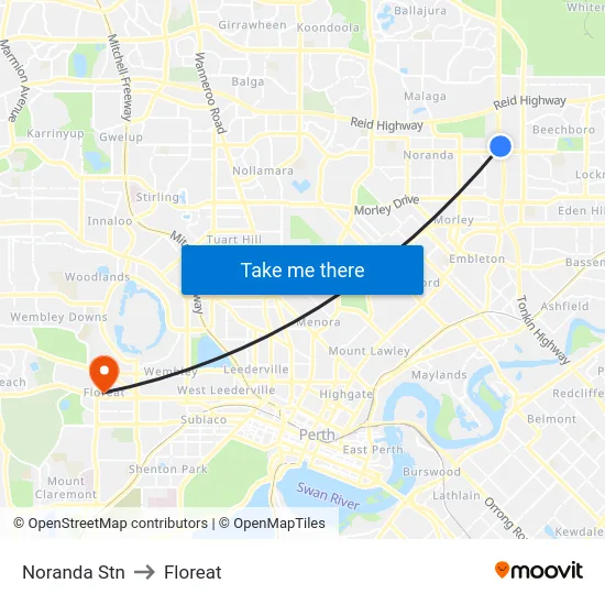 Noranda Stn to Floreat map