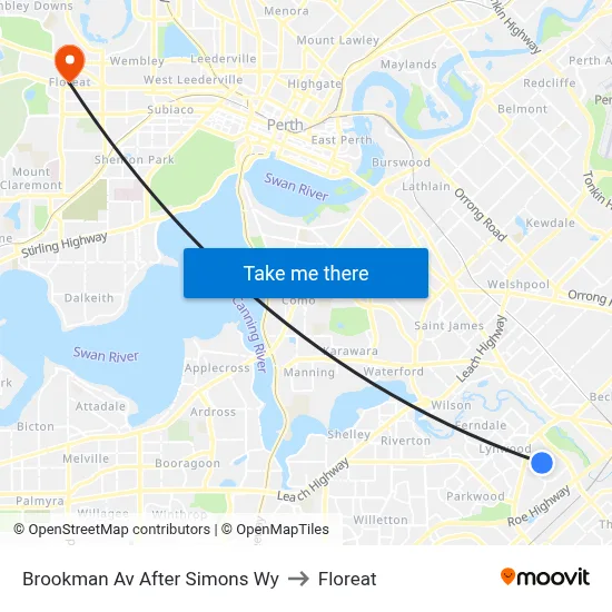 Brookman Av After Simons Wy to Floreat map