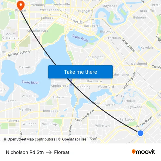 Nicholson Rd Stn to Floreat map