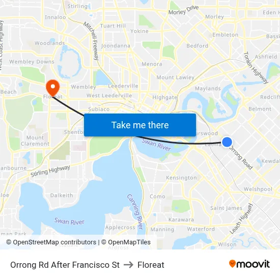 Orrong Rd After Francisco St to Floreat map