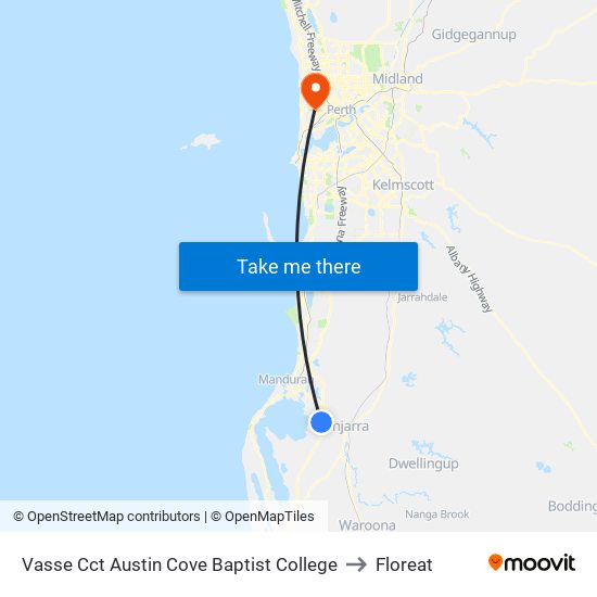 Vasse Cct Austin Cove Baptist College to Floreat map