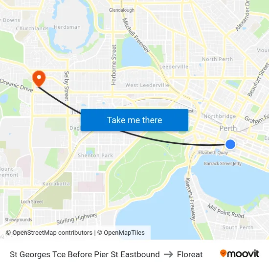 St Georges Tce Before Pier St Eastbound to Floreat map