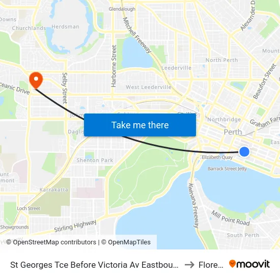St Georges Tce Before Victoria Av Eastbound to Floreat map
