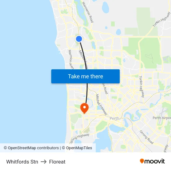 Whitfords Stn to Floreat map