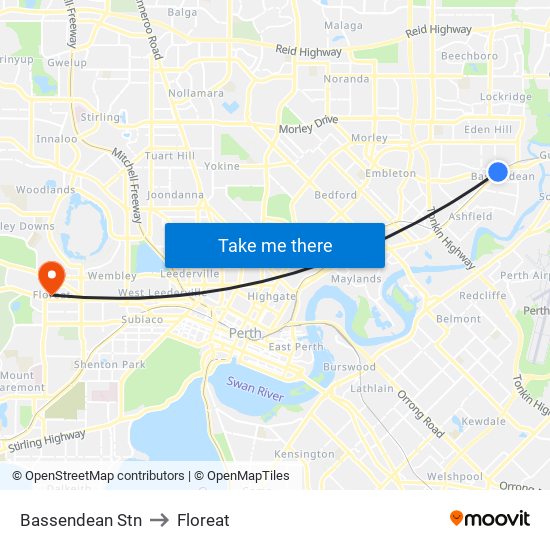 Bassendean Stn to Floreat map