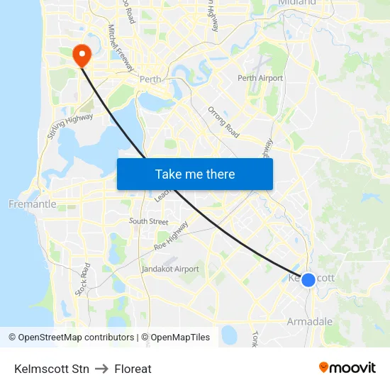 Kelmscott Stn to Floreat map