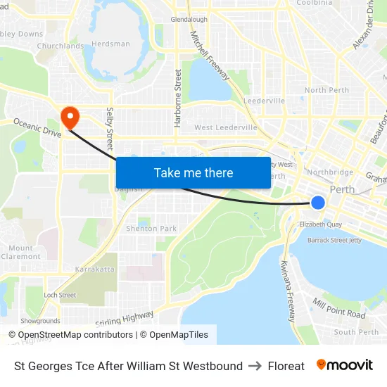 St Georges Tce After William St Westbound to Floreat map
