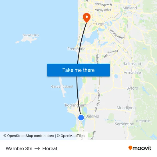 Warnbro Stn to Floreat map