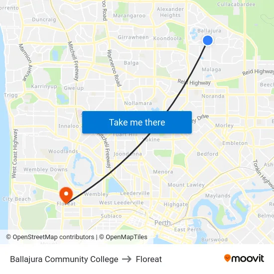 Ballajura Community College to Floreat map