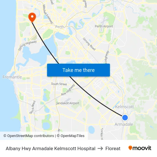 Albany Hwy Armadale Kelmscott Hospital to Floreat map