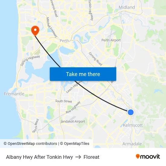Albany Hwy After Tonkin Hwy to Floreat map