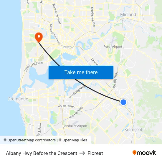 Albany Hwy Before the Crescent to Floreat map