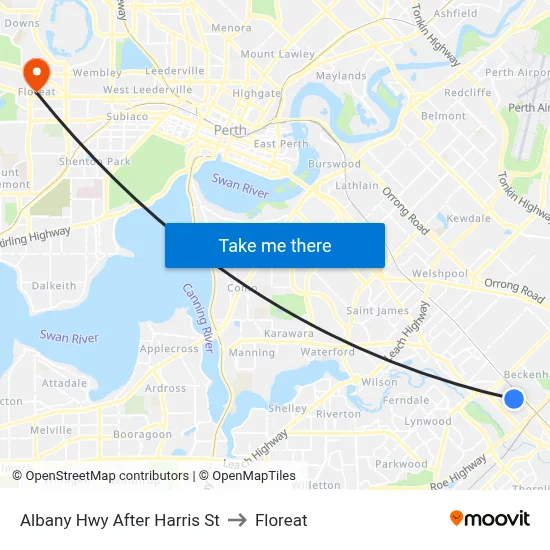 Albany Hwy After Harris St to Floreat map